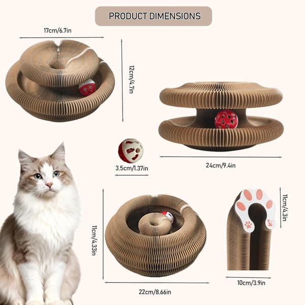 Magic Organ Cat Scratching Post - Foldable Magic Cat Scratching Post with Ball and Bell - Interactive Indoor Cat Toy_yu