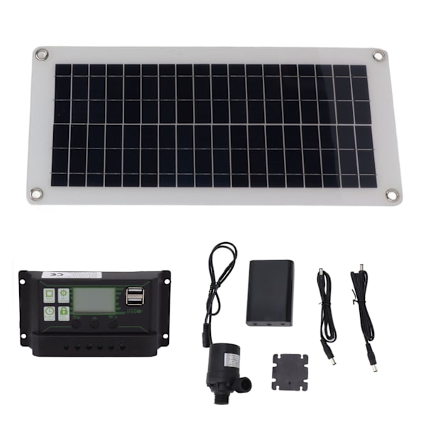 Solpanel Kit Polykristallin 100A Styrenhet 10W 18V Solladdningspanel med Batterilåda Pump för Bilcamping