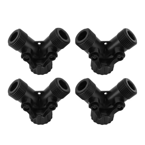 Tap Y Splitter 2 Vejs 2 Ventiler Slange Splitter Stik til Have Slange Hane EU Standard 4 stk Sort