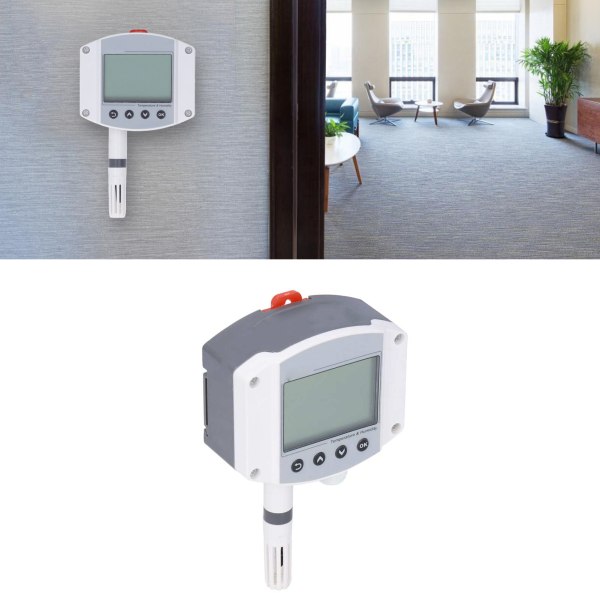 Veggmontert temperatur- og fuktighetssender LCD-skjerm Høy nøyaktighet Hjemmesensor 10‑30V