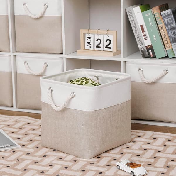 28 x 28 cm Cube Storage Bins, 6-Pack Large Foldable Fabric Storage Boxes with Rope, Collapsible Storage Cubes for Home