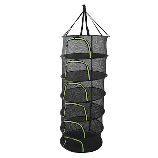 Foldbar Plante Tørring Net Multilayer Lynlås Design 60cm Diameter Urte Knopper Tør Net med Opbevaringspose 6 Lag