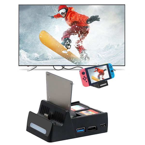 ABS-kannettava pelien latausasema, korkean resoluution muuntaja, latauspohja Switchille TV:hen