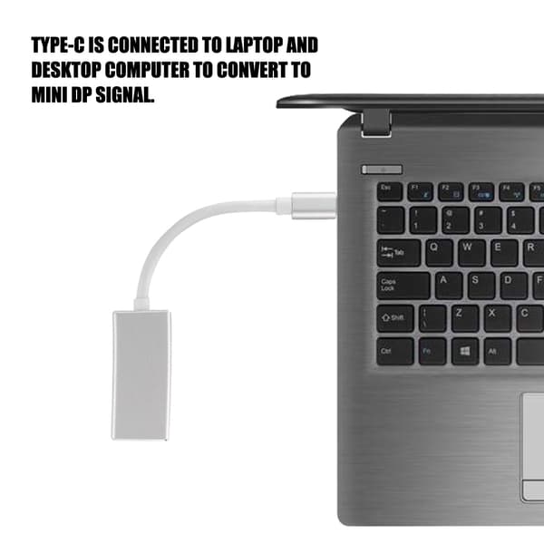 1080P Type C til Mini DP HD Videokabel Høj Hastighed Sølv