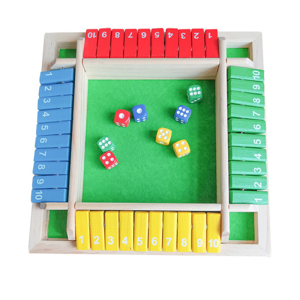Color-Shut the Box Dice Game av (2-4 spelare) för smarta barn och vuxna [4-sidigt stort träbrädespel, tärningar och Shut-the-Box-regler] Smart spel för Lea