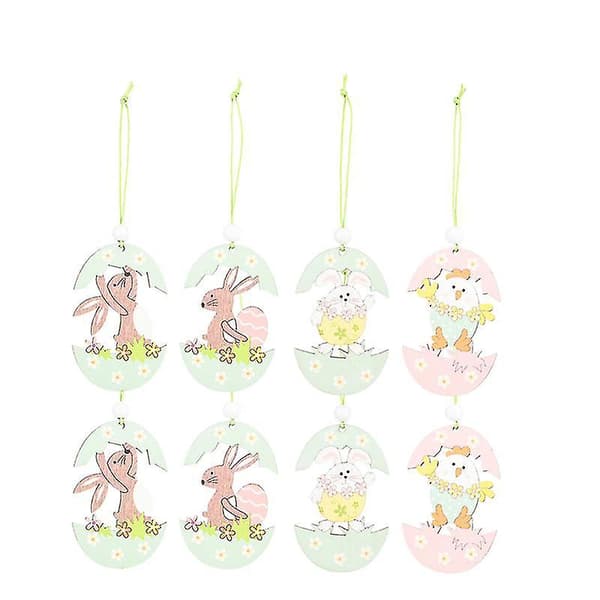 8 st Påsk Trä Ornament