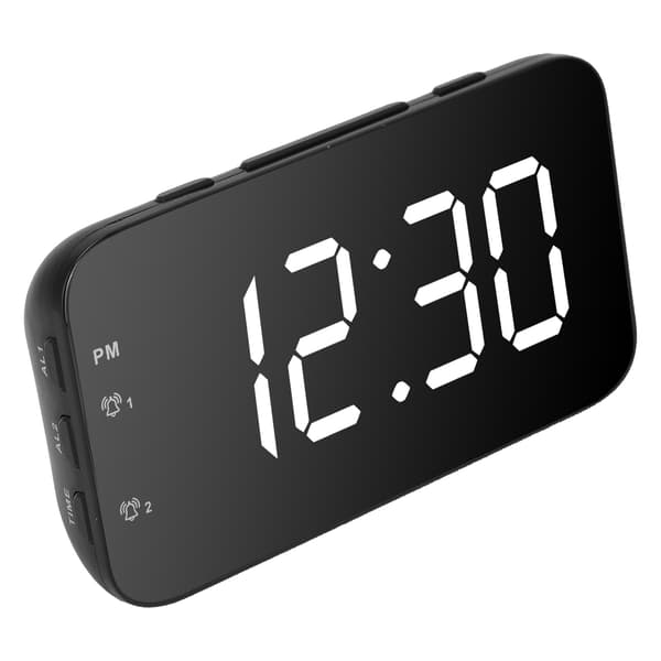 LED Digital Väckarklocka med Snooze Portabel för Sovrum Hem Resa Vit