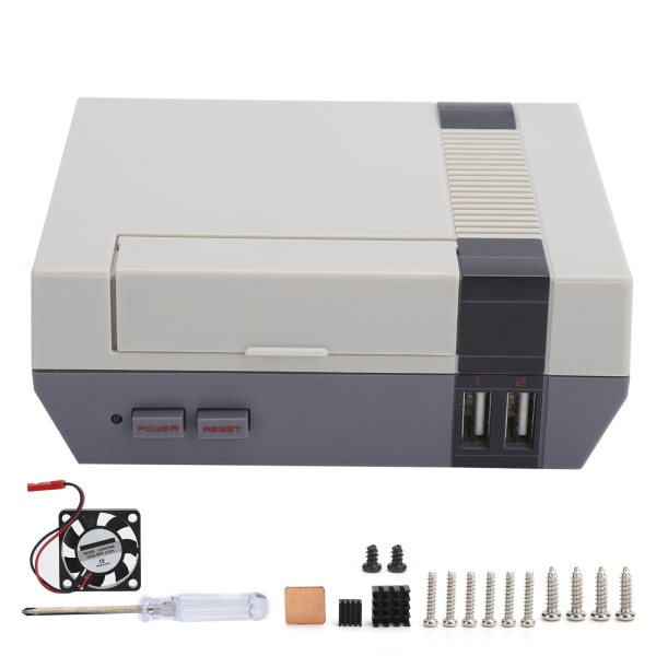 Retro Vintage -pelikonsolin kuori Raspberry Pi 2/3/B+ -laitteille, tuulettimen ja jäähdytyselementin kanssa, ABS-muovia PCB-levylle