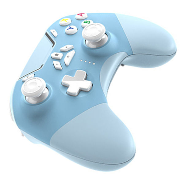 Bluetooth Spilcontroller Multifunktionel Trådløs Gamepad med Strømvisning til Switch PC Telefon Tablet TV Blå