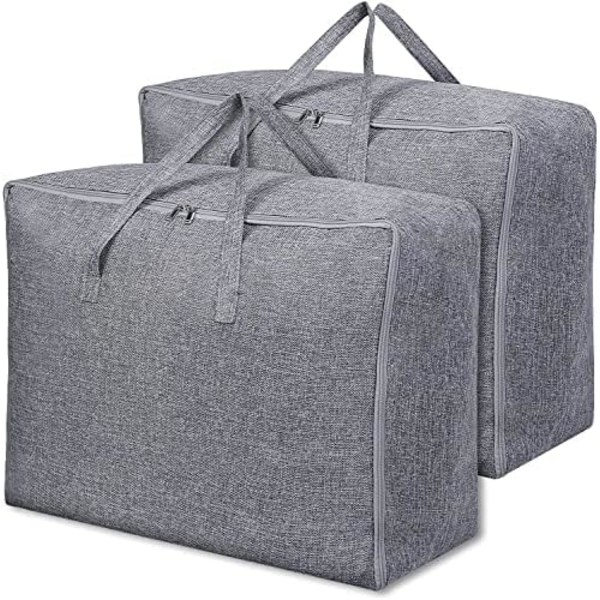 2-pack, förtjockad täckeförvaringsväska, förvaringsväska under sängen Quiltförvaringsväska med förstärkt handtag för täcken Filtar Kuddar Jackor, 60x45x26cm
