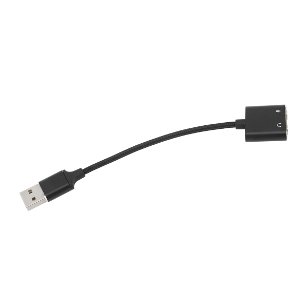 USB ääniadapteri alumiiniseosta musta Plug and Play USB -3,5mm Jack äänikortti pöytätietokoneisiin kannettaviin tietokoneisiin- W