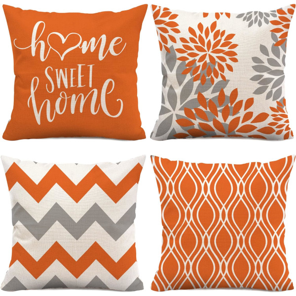 Oranssit tyynynpäälliset 18x18 4 set , oranssit tyynyt, koristeet sohvalle, case ulkona kodin sisustukseen (oranssi)