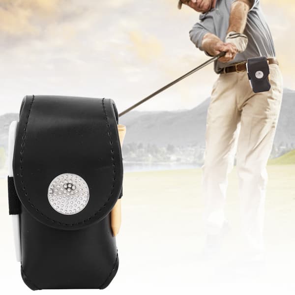 Mini PU Golfboldtaske med Tee og Divot Bærbart Tilbehør Sort