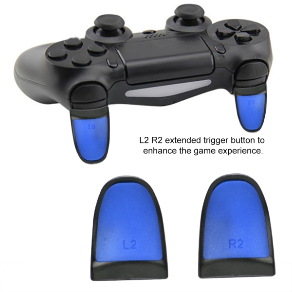 L2 R2 Forlængede Greb Blødt Touch Controller Udvidelser Knapper Udvidelse Udløser til PS4 (Blå)