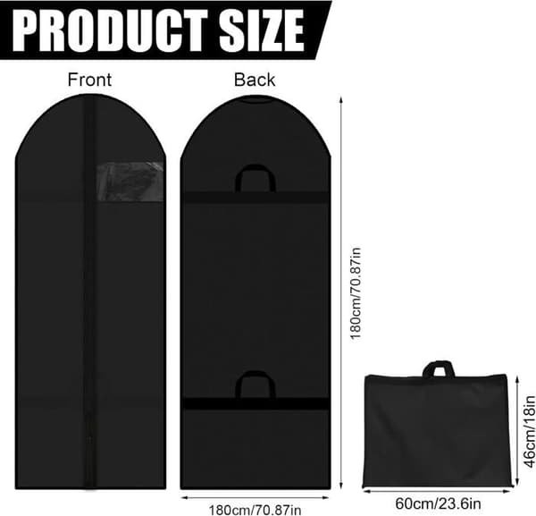 Klädväskor 60x180cm Premium Hängande Klädskydd, Bröllopsklänningsskydd, Vikbart Bröllopsklänningsskydd