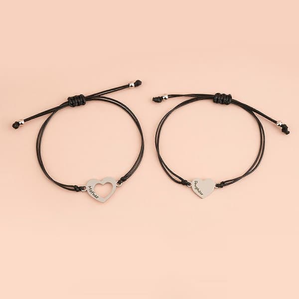 2 stk. mor-datter-armbåndssæt mor og mig matchende hjerte i rustfrit stål
