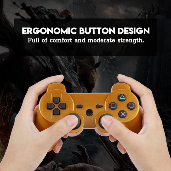 Trådløs Bluetooth Gamepad-spillkontroller Fullt utstyrt spillhåndtak for PS3 (gul)