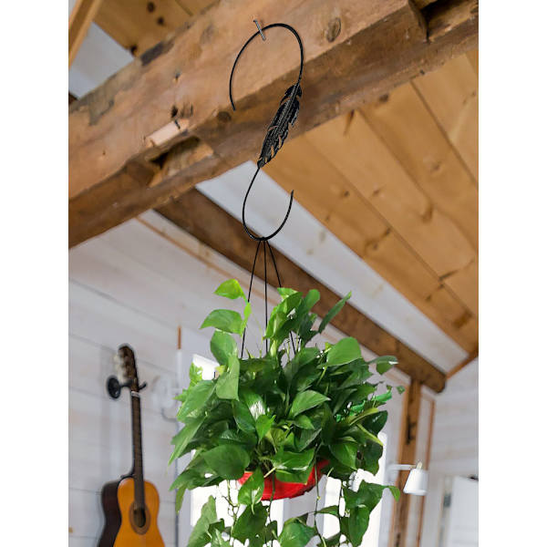 (1 förpackning) (Svart fjädermodell) S-krok 12 tum metall S järnkrok utomhus växt blomkruka hängande fågelmatare 30x13cm