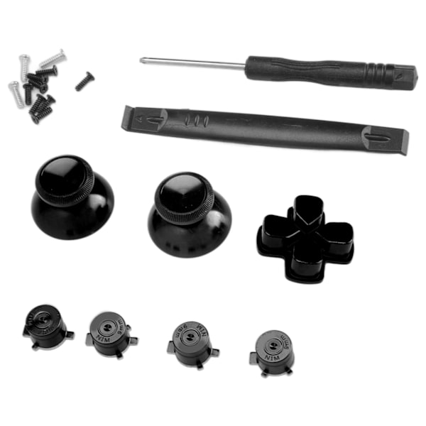 Knappesett for utskifting av aluminiumlegering Dpad-knapper for PS5-kontrollertilbehør Svart