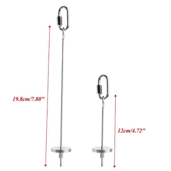 Fuglefoderholder i rustfrit stål, frugtspyd med metalkrog 12,7 cm 20,3 cm L