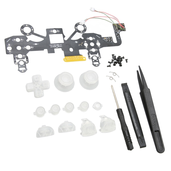 Belyste D-pude-ansigtsknapper 8 farver 19 tilstande DIY-udskiftnings-LED-knapsæt til PS4-controller- W