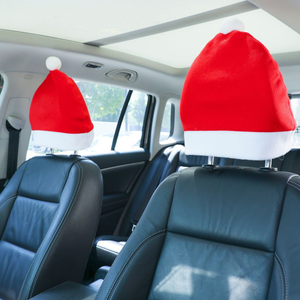 2-pak røde bilpuder fortykket luksus julehat ferie bil atmosfære dekoration rekvisitter