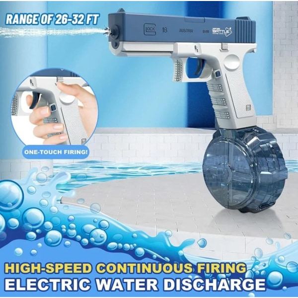Lyserød elektrisk vandpistol til børn og voksne - Vandpistol - Vandpistollegetøj i plastik - Rækkevidde op til 32 fod - Super One Touch Auto Vandpistol 434CC str.