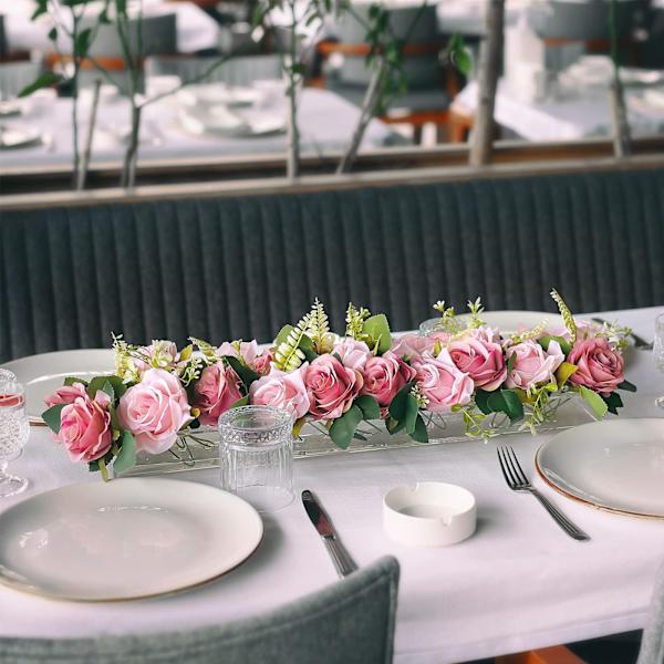 (Med belysning - Akryl blomsterarrangemang - medelstorlek) Transparent akrylvas