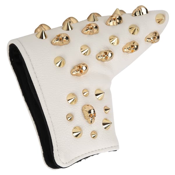 PU Läder Golf Trä Head Covers Vattentät Golf LShape Putter Skeleton Rivet Headcover Protector (Vit)