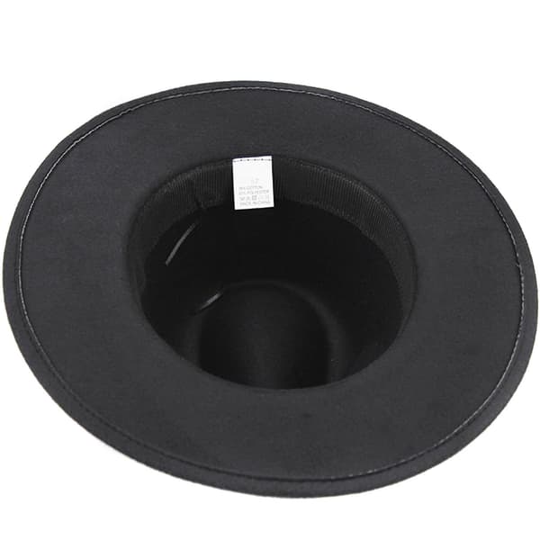 Dame Stilig Topphatt Knusbar Ullfilt Outback Hatt Britisk Stil Hodeplagg Bred Brem Beltehatt Navy Blue