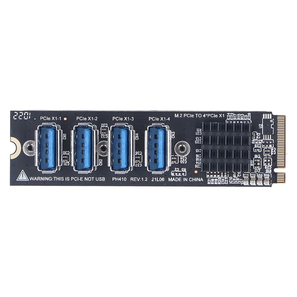 PCIe M2 M Key til 4 Port PCIe X1 Udvidelseskort Desktop Windows Linux