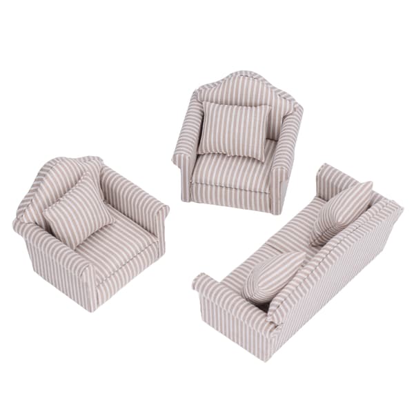 Miniatyr Sofagruppe Simuleringsdukkehus Sofa med Puter for Aldre 3 og Oppover
