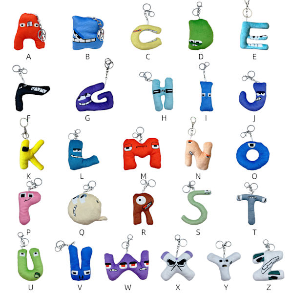 Alphabet Lore Plyschleksak Nyckelring - Bokstav B Väska Tillbehör Hängande Docka