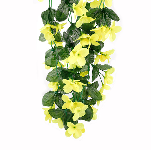 Gul Kunstig Wisteria Hængekurv med 4 Blade til Bryllup og Hjemmedekoration