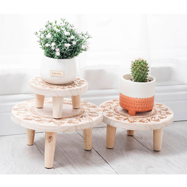 Liten blomställning blomhållare inomhus träblomställning hem hotell bordsskiva hylla blomhållare, diameter 25, höjd 12CM (material: trä)