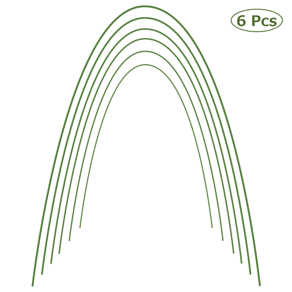 6 stk. diameter 3,2 mm længde 1,2 m drivhusbøjle rustfri væksttunnel klatreramme kan bøjes (pakket i karton, bøjet og pakket) 45,7 * 20 * 1,5 cm