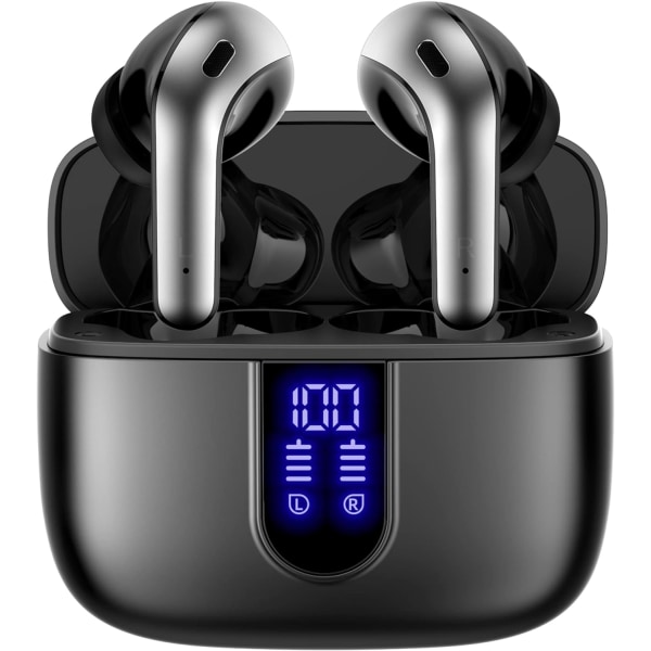 Black-Bluetooth-hörlurar True Wireless Earbuds 36H Playback LED Power Display-hörlurar med trådlöst case IPX5 Vattentäta in-ear-öronsnäckor w