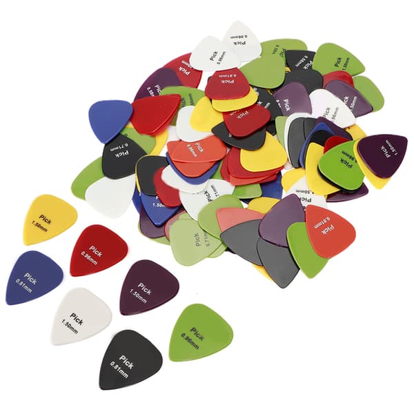 100 st Blandade Färgglada Gitarrplektrum för Ukulele Elektrisk Gitarr Tillbehör