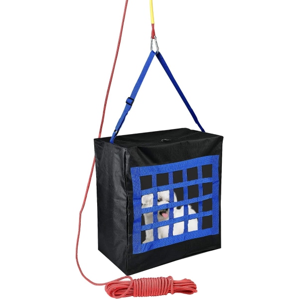 Brandflugtsanordning til kæledyr op til 50 kg - nødudflugtstaske gennem vinduer eller altanreb 15 m og karabinhage inkluderet (stor)