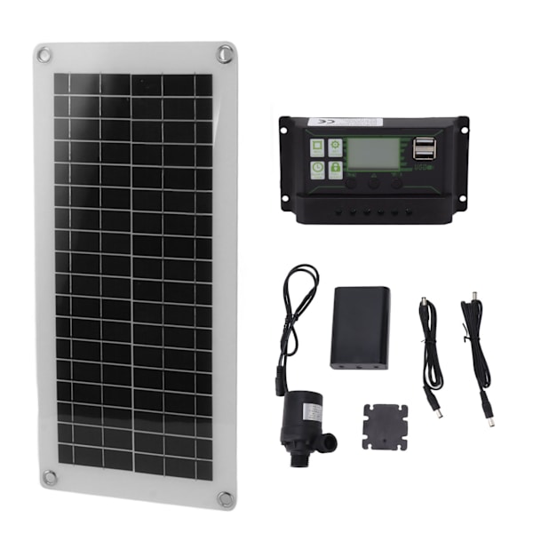 Solpanel Kit Polykristallin 100A Styrenhet 10W 18V Solladdningspanel med Batterilåda Pump för Bilcamping