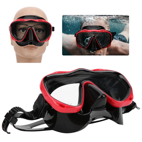 Silikone dykkerbriller til voksne snorkelmaske sort rød