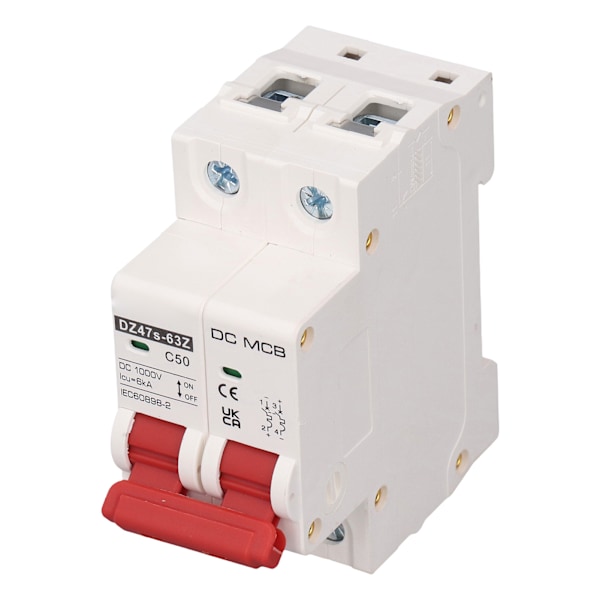 SG DC Miniatyrbrytare 2P 50A DC1000V, 6000A Brytkapacitet, DIN-skena Montering för Solcellssystem - Modell DZ47s 63Z C50