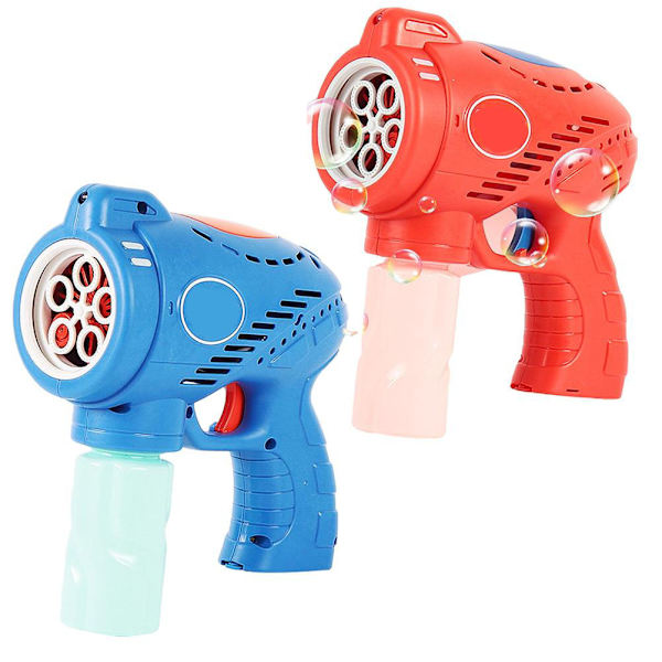 Barn 5 Håls Elektrisk Bubbelmaskin Automatisk Ljus Bubbelmaskin Leksaker Pojkar och Flickor Utomhus Bubbelpistol Gåvor