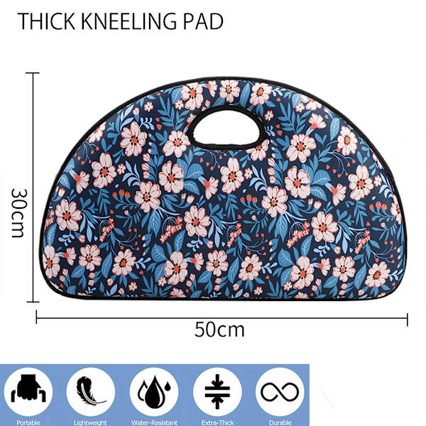 (Halvcirkelformet fortrykt front + sort bagside) SBR + svamp knæpuder havearbejde og husarbejde knæpuder 50x30x4.5cm