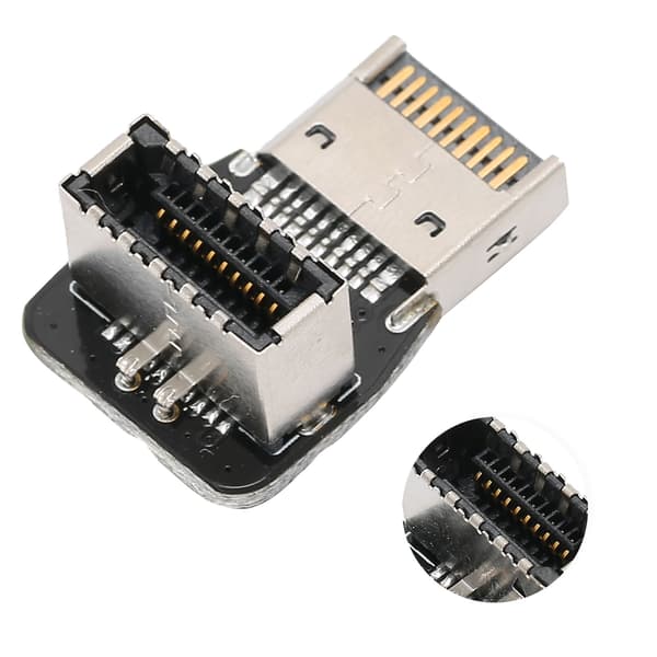 Intern Anslutning Moderkort USB3.1 10G Typ E 90 Graders Vinkeladapter Frontpanel PH74-B 10354