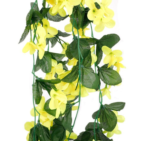Gul Kunstig Wisteria Hængekurv med 4 Blade til Bryllup og Hjemmedekoration