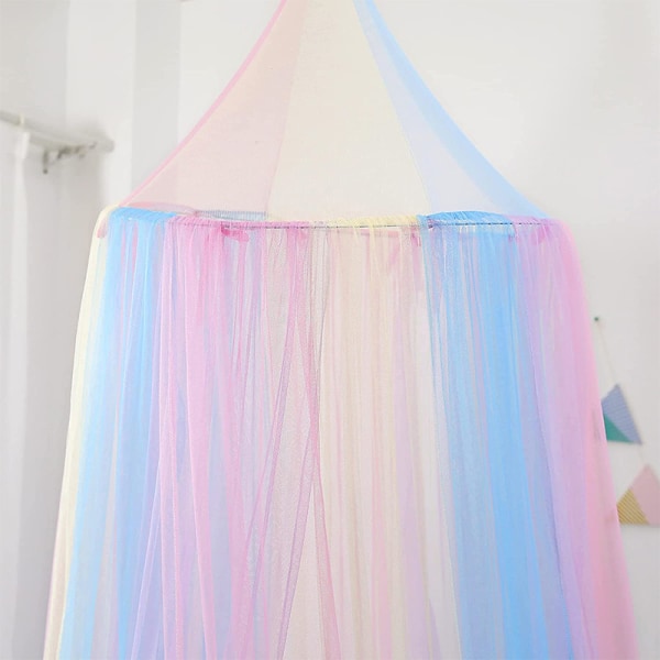 1kpl Dome Baby Mosquito Net Ilmainen asennus Kids Söpöt ja Kauniit Sängynverhot (Rainbow Colo)