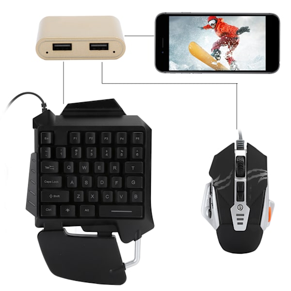 3 kpl langallinen näppäimistö ja hiiri muuntaja USB universaali Androidille, iOS:lle