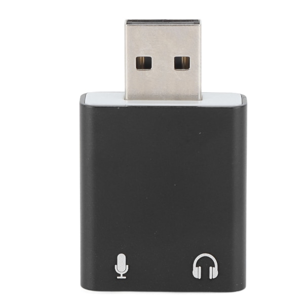 USB eksternt stereolydkort 7.1-kanals USB til 3.5 mm headset-stikadapter til computer bærbar stationær Sort-W