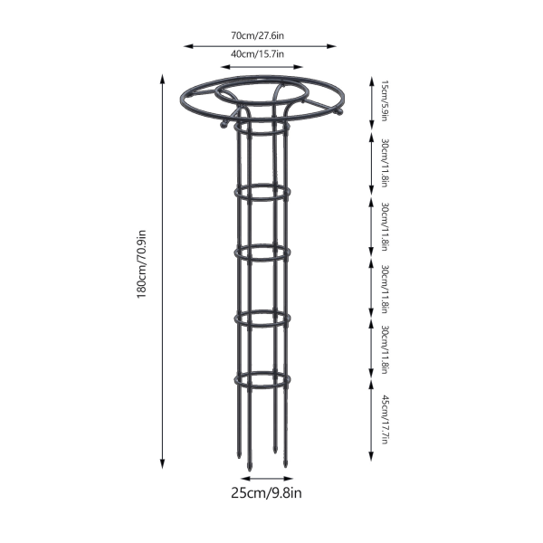 Saml paraplyformet blomsterstand og pergola - total højde 180 cm